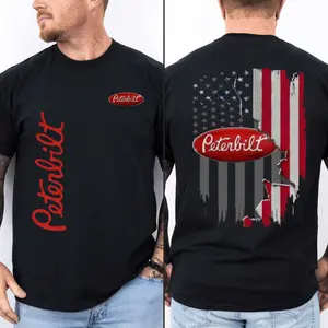Peterbilt American Flag Trucker T-Shirt, Big Rig Trucking Graphic Shirt, Unisex for Men for Women, Menswear, 100% Cotton