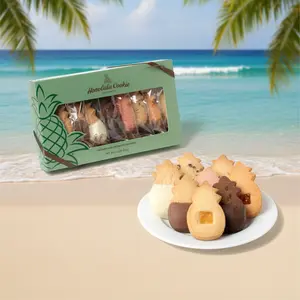 Honolulu Cookie Company Pineapple Window Box - 8pc Assorted Hawaiian Shortbread Cookies