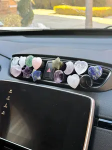 Crystal Car Vent Clip – Star, Moon & Heart Designs | Amethyst, Rose Quartz, Fluorite, Clear Quartz | Car Decor Gift
