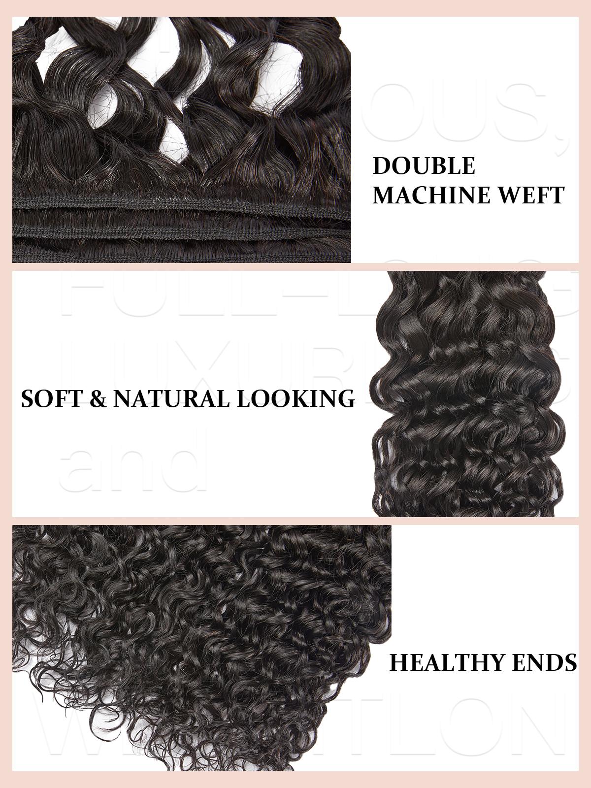 [Wequeen] Wet Look Water Wave Human Hair Bundles with Free Perm Rods Brazilian 100% Human Hair Budget Friendly Curled Viral Hair Full And Soft
