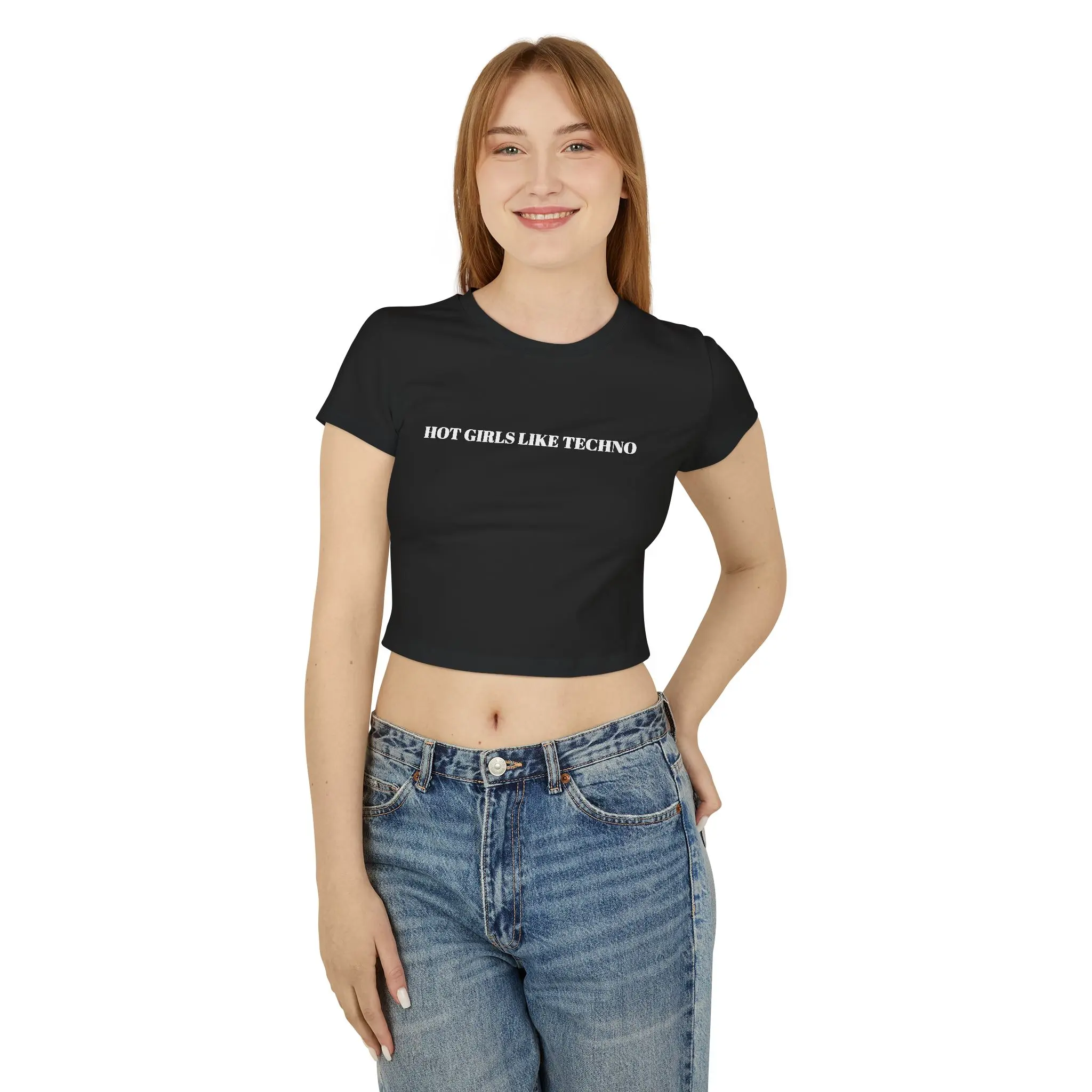 Techno Queen Women's Baby Tee, Trendy Festival Top, Rave Shirt, Gift for Music Lovers, Cute Summer Tee, Dance Party Outfit