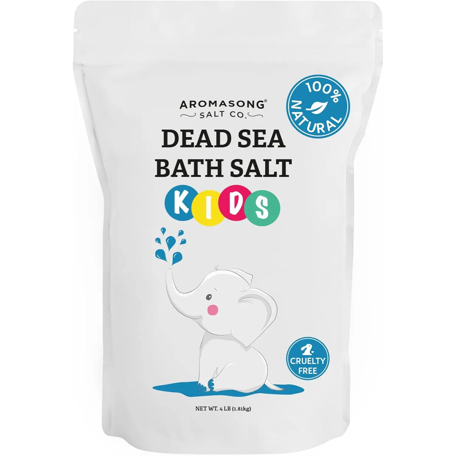 AROMASONG Kids' 100% Pure Fine Grain Dead Sea Bath Salt, 4 lbs, for Soothing Sensitive Skin, Calming Body Care & Natural Daily Cleansing, Dead Sea Salt, Sensitive Relief, Fine Salt