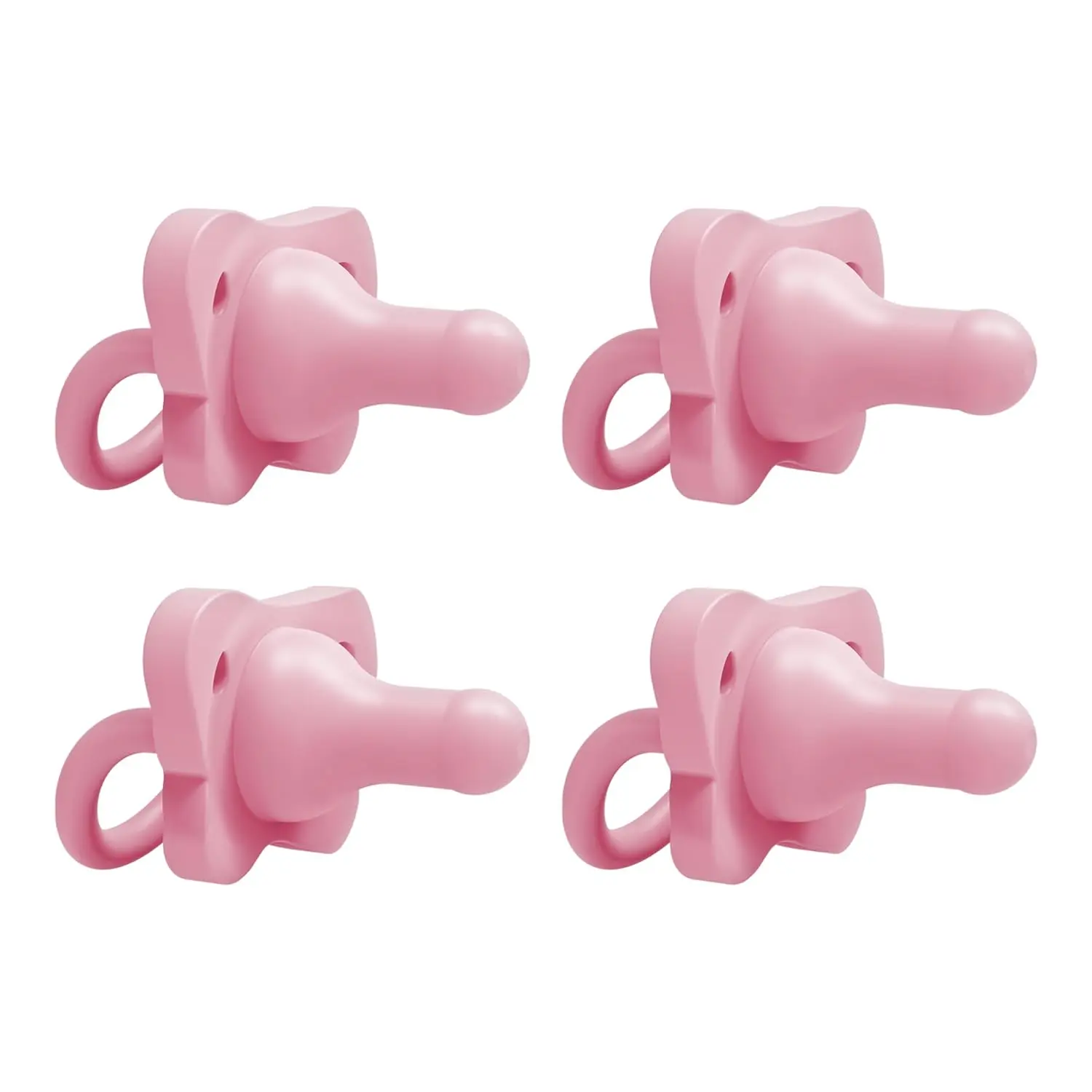 4 Pack Silicone Baby Pacifier, Contoured One-Piece Design, Blue, 0-6m