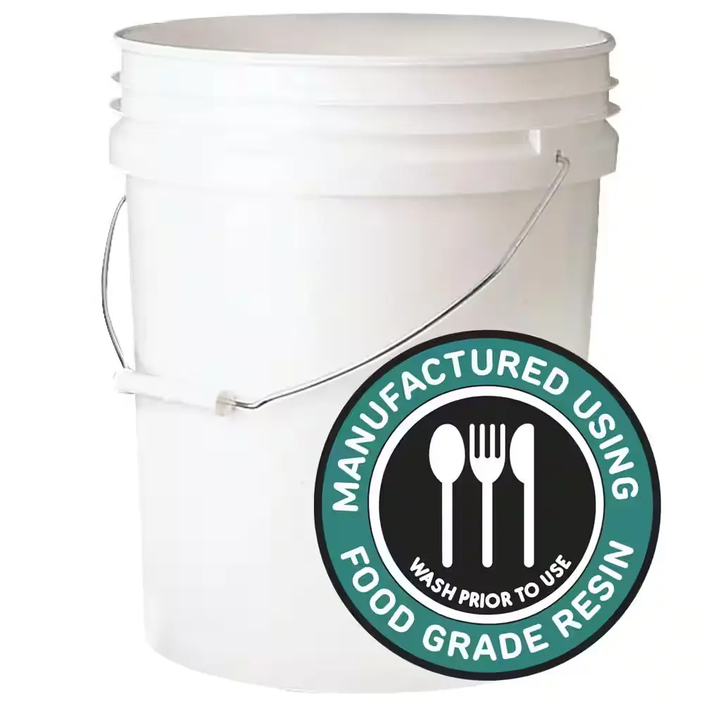 NEW 2-PACK 5 Gallon 70mil Food Safe Bucket White Heavy Duty Pail for Storage and Utility Use Leaktite