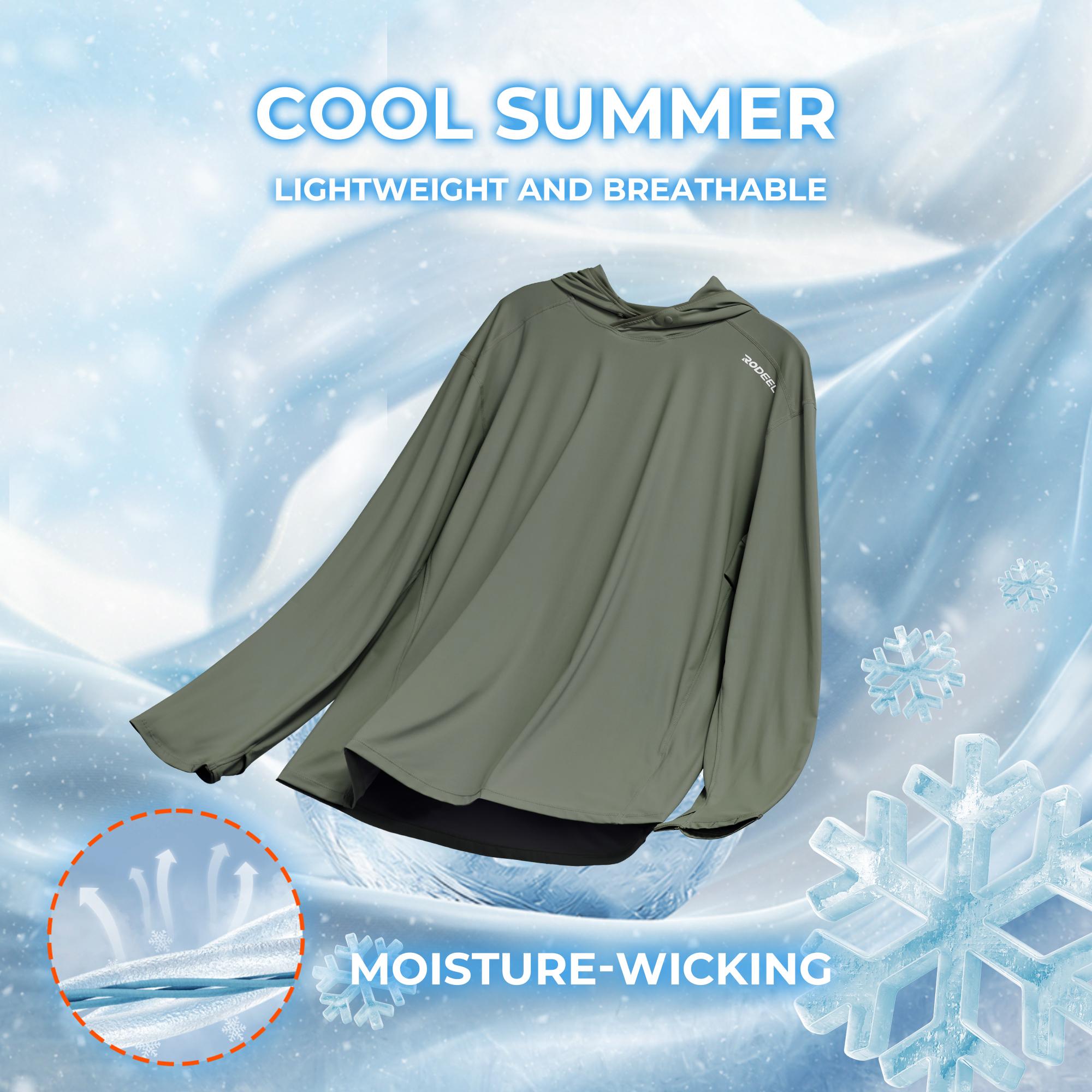 RODEEL 937 Sun Hoodie Shirts Men UPF 50+ UV Protection Long Sleeve Lightweight Quick Dry Moisture Wicking Breathable Cooling Activewear for Outdoor Sport Gym Hiking Camping Fishing Boating Construction Landscaping Gardening, Holiday Gift