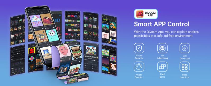 Divoom Times Gate - Cyberpunk Gaming Setup Digital Clock with Smart APP Control, WiFi Connect, RGB LED Display, Personalized Dashboard, Pixel Art for Gaming Room & Office Decor Sliver