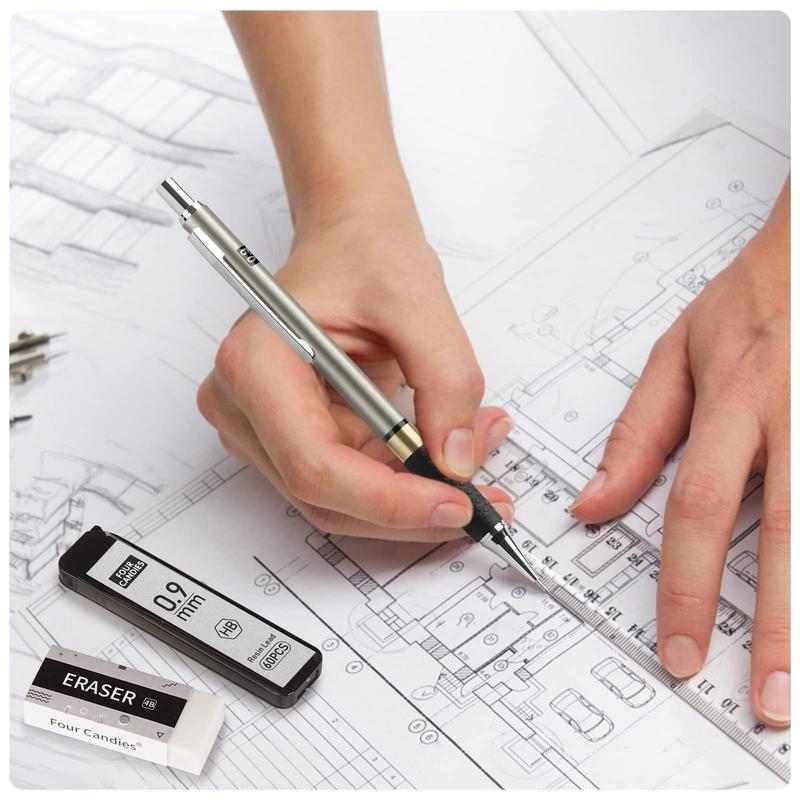 FourCandies 25PCS Art Mechanical Pencil Set with Metal Artists, 0.5mm, 0.7mm, 0.9mm & 2mm Lead Holders, 432PCS Graphite Lead Refills, Office Stationery & School Supplies for Drawing Sketching, Christmas Gift HolidayHaul - Writing