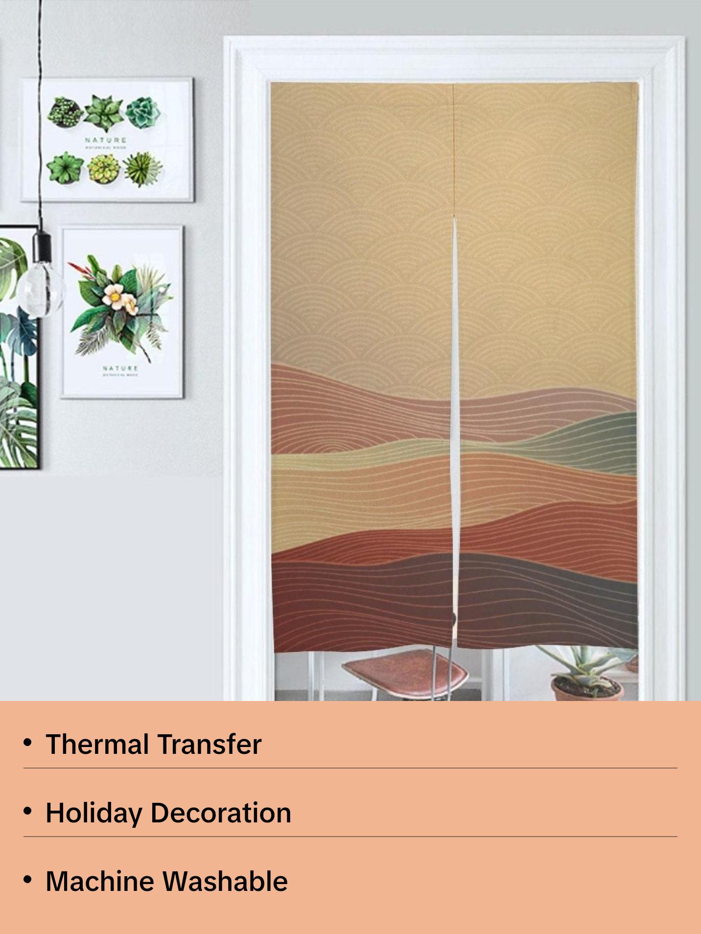 Japanese Noren, Japanese Orange Waves Noren Curtain,  Japanese Pattern Hemp Curtain, Doorway Curtain, Door Curtain