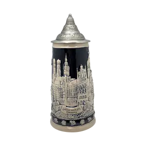 Oktoberfest & Edelweiss Cobalt Blue Ceramic Beer Stein