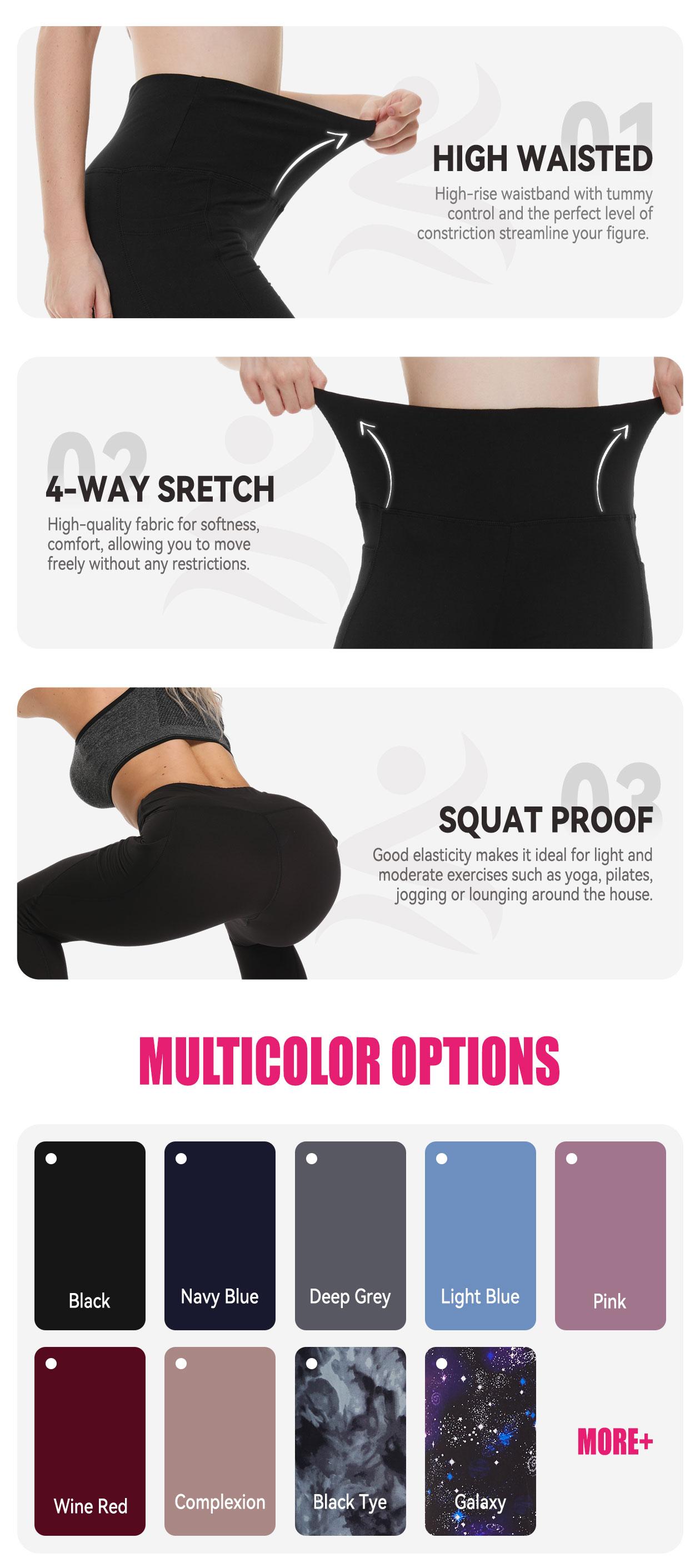 SHOWITTY Women's High Waisted Tummy Control 1/3 Pack Leggings with Pockets – Non See-through Stretchy Yoga Pants for Workout