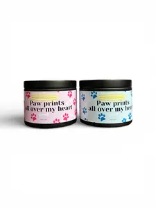 Dog Memorial Candle – Paw Prints All Over My Heart | Pet Loss Sympathy Gift | Dog Loss Remembrance Candle | Vegan Coconut Soy Wax