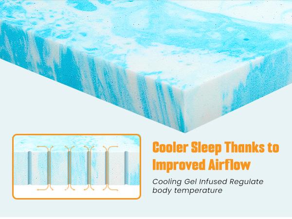 Memory Foam Mattress Topper -Gel Infused Memory Foam - Plush Feel - Cooling and Pressure Relieving - CertiPUR Certified - Dorm Room Essentials