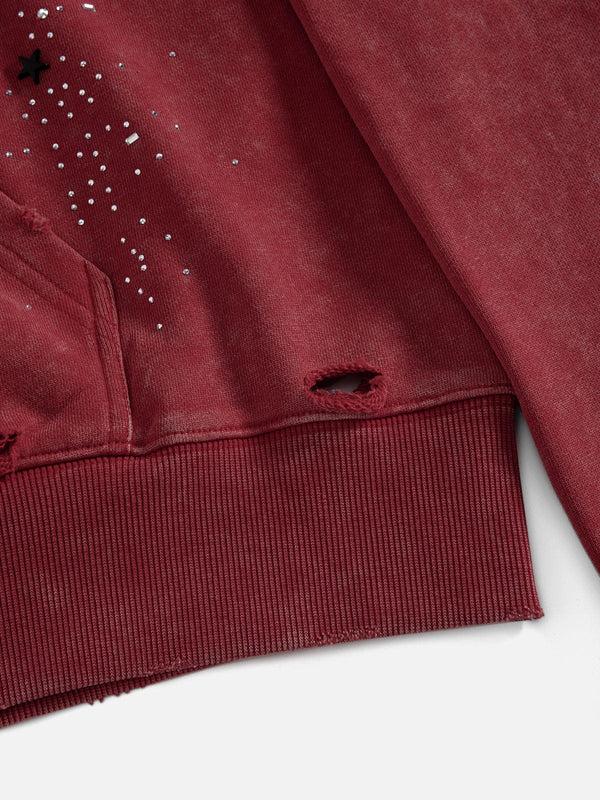 Aelfric Eden Hotfix Rhinestone Star Zip Up Hoodie Vintage Washed Hoodies Streetwear Hooded Sweatshirts Jackets Unisex zip up hoodie