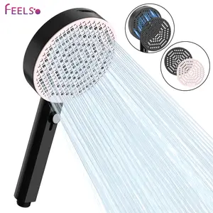 FEELSO Shower Head with Dual Panel ,6+1 Spray Modes & High Pressure Shower，Powerful Jet Cleaning for Bathroom & Pet Bath，Anti-Clog Silicone Nozzles & Anti-Leak Design，Magnetic Panel & Tool-Free Install