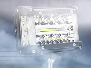 Nilight Side Shooter LED Light Bar 2PCS 4.3 Inch Triple Row Spot Flood Combo Lights Led Work Light with Wiring Harness Kit for Off Road Fog Light Driving Light on Truck SUV ATV UTV