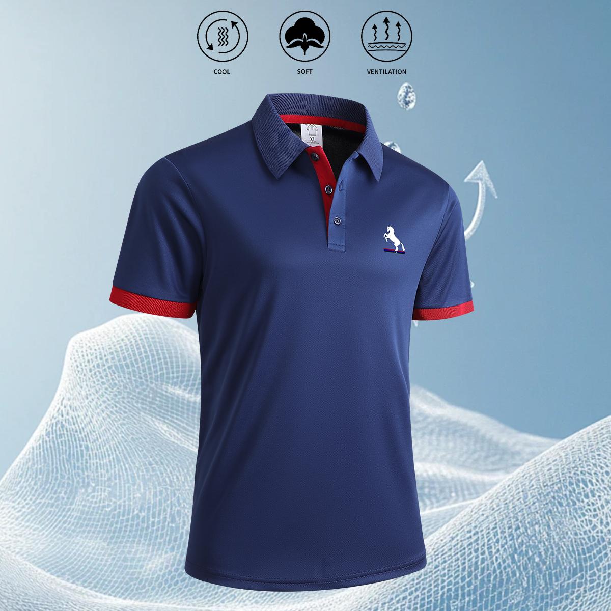 3-Pack men's tops summer short-sleeved polo shirts lapel contrasting stripes fashion casual wear