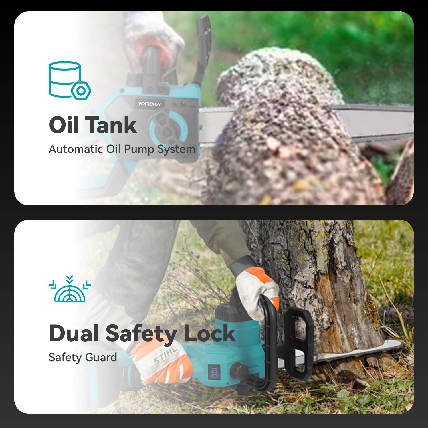 Yofidra 12 Inch 3000W Brushless Electric Chainsaw Logging Saw Pruning Woodworking Garden Power Tool For Makita 18V Battery Cutting Heavy Duty Portable Handle Multi-Function Cordless Pole