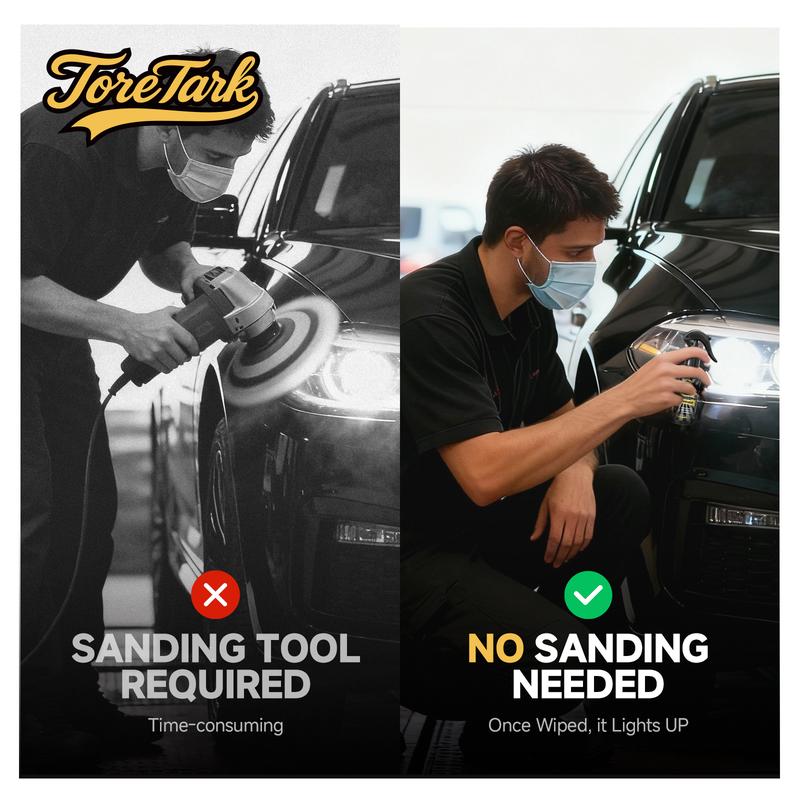 Toretark Car Headlight Restoration Kit 100ML Repair Liquid & 10ML Crystal Plating Agent for Oxidation Yellowing Scratch Repair Transparent Finish Best Christmas Gift