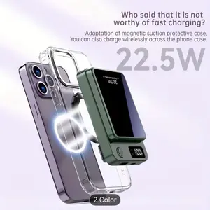 Portable Charger 22.5W Fast Charging Magnetic Suction Protective Case Wireless Charging 2 Color Options