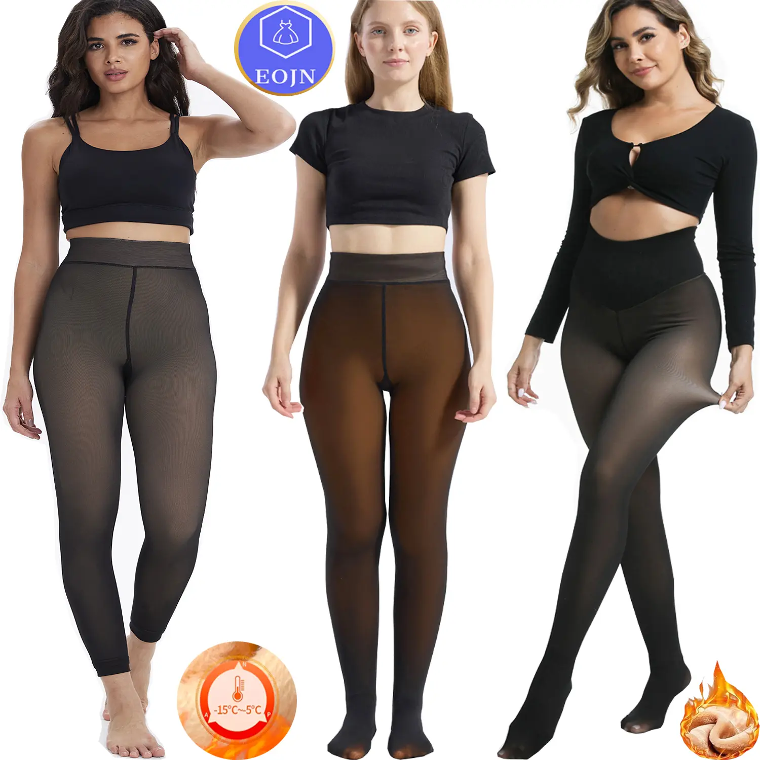 EOJN Tights for Womens Fleece lined Faux Sheer Leggings, Winter Warm Ladies  Faux Fur Leggings High Stretch Thick translucent Stretchy stockings For Women Minimalist Warm-lined Basic Tights,Autum Everyday Fashion Bottoms,2 Pcs