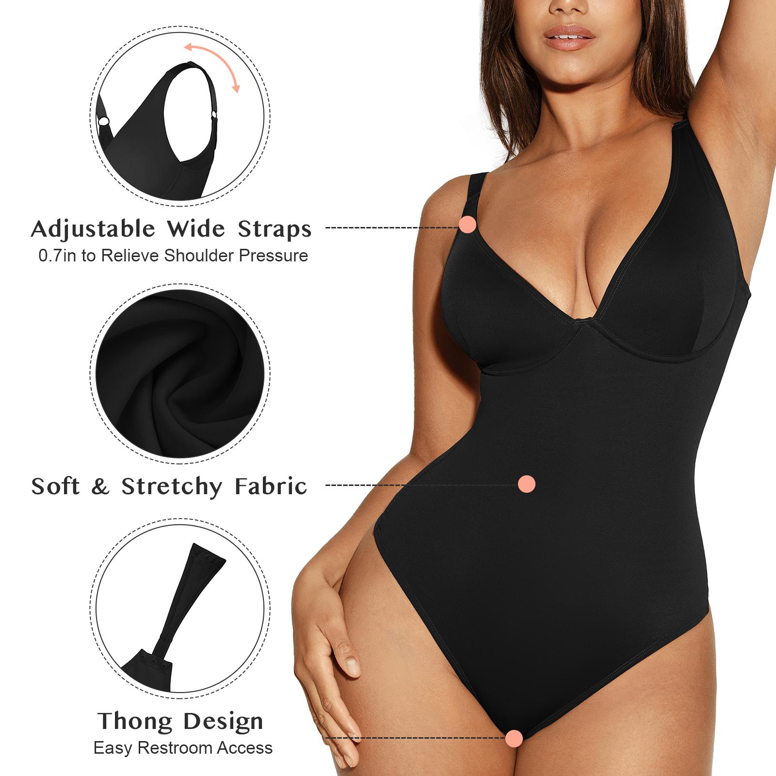 FeelinGirl Women V Neck Bodysuit Thong Tummy Control Shapewear TTS Basic Fabric Womenswear FeelinGirl Women V Neck Bodysuit Thong Tummy Control Shapewear TTS Basic Fabric Womenswear
