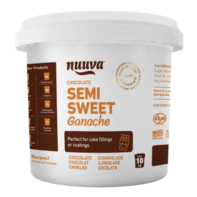Semisweet Chocolate Ganache | Soft & Creamy Filling & Topping | Perfect for Cakes, Truffles, Cookies & Mousses | Use as Chocolate Fondue | Intense Chocolate Flavor | No Refrigeration Needed | Shelf-Stable | Kosher Certified