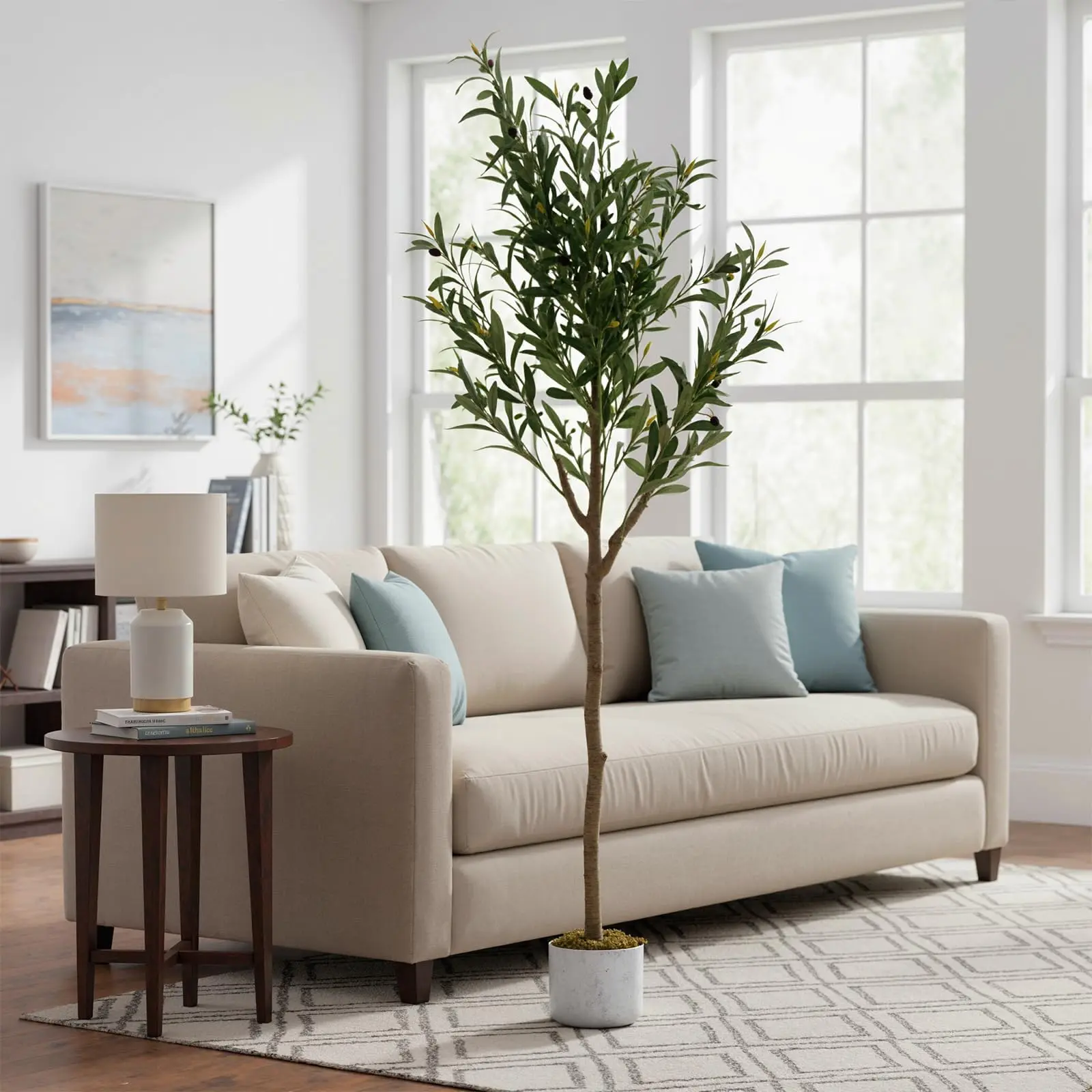 Garvee Artificial Olive Tree 120 cm/130 cm/150 cm/160 cm | Potted Artificial Plant | Mediterranean Decoration for Garden, Living Room, and Office