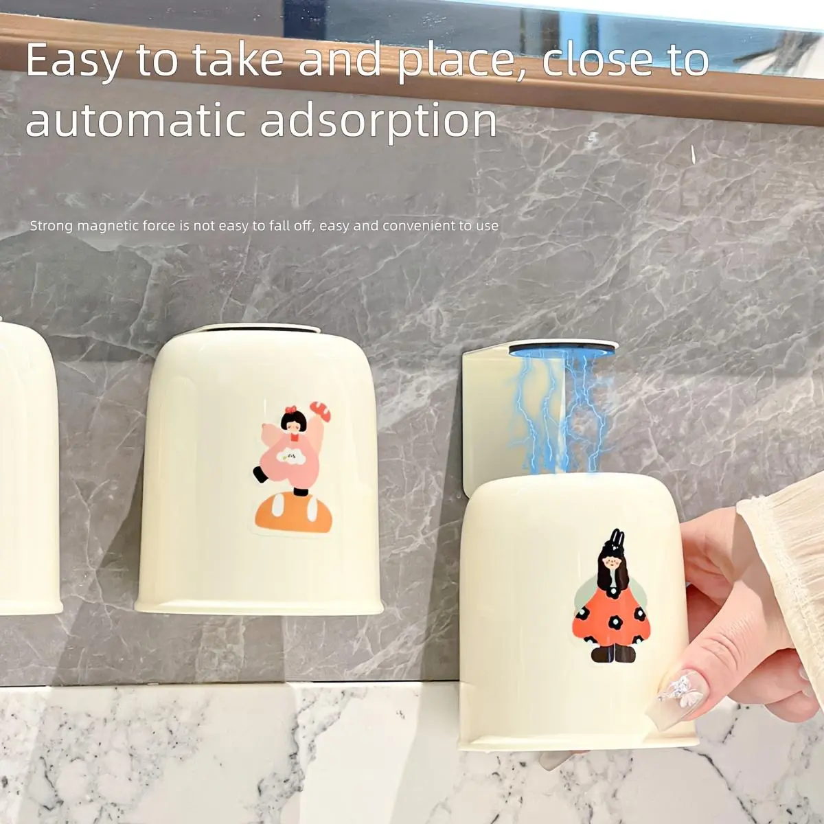 New Elegant Luxury Magnetic Inverted Toothbrush Holder - No Power Required, Transparent Easy Toothbrush Cup, Wall Mounted, Durable Plastic Material, Bathroom Supplies with Toothbrush Holder