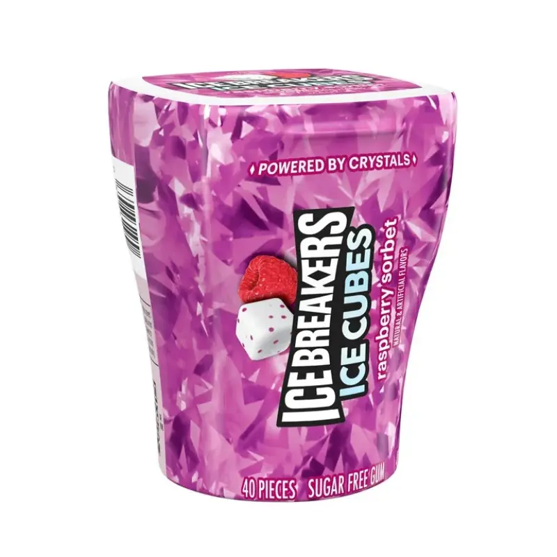 Ice Breakers Chewy Candies, 4-Pack Raspberry Sorbet Flavor, 3.24oz Chewables for Friends & All Ages - Indulgent On-the-Go Refreshing Sweet Snack Treat
