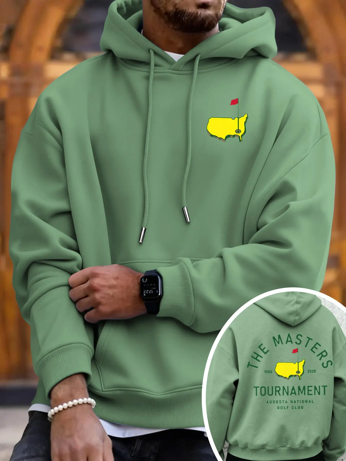 Unisex Fall & Winter Golf Event Vintage Style, the Masters Print, Light Bottom, Classic Match Design, Loose Fit, Casual Fashion Sweatshirt