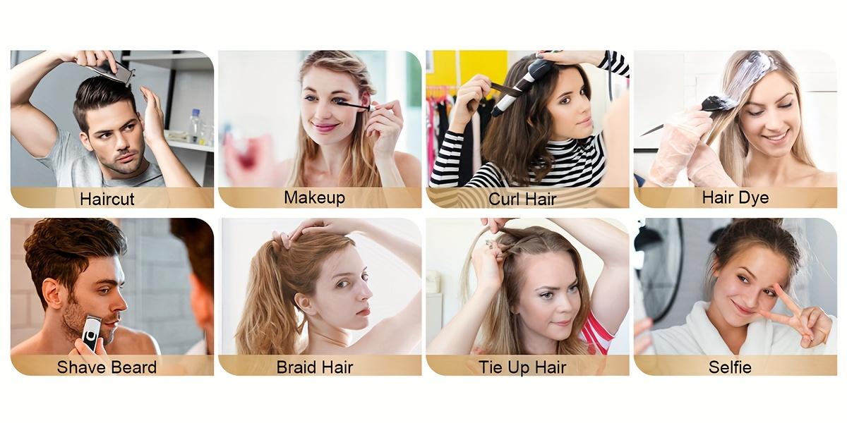 3 Way Mirror for Self Hair Cutting 360 Trifold Barber Mirrors 3 Sided Makeup Mirror to See Back of Head Used for Hair Coloring Braiding Gifts for Men and Women LED Light, Rechargeable, Perfect Valentine's Day Gift