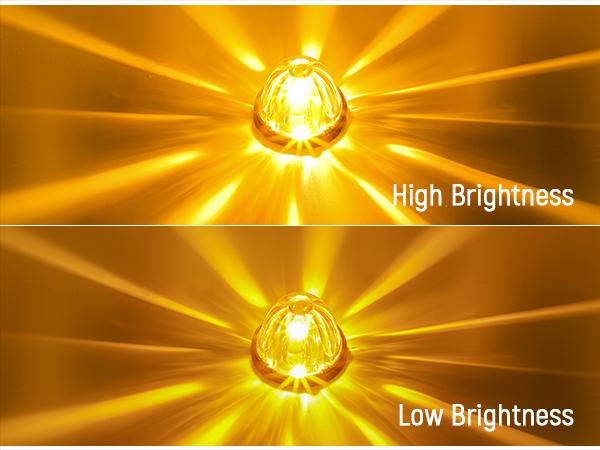 Partsam 2Pcs Amber Glass Lens Watermelon Lights with Stainless Steel Bracket, Amber LED Watermelon Mirror Turn Signal Lights Replacement for Kenworth Peterbilt Freightliner