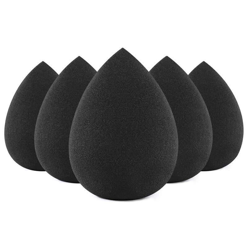 Makeup Sponge Set, 5 Pcs Foundation Blending Sponge, Beauty Sponges Flawless for Liquid, Cream, and Powder, Latex-Free and Vegan Boun Boun Makeup Sponges, Black