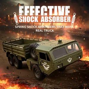 1:12 Scale RC Military Truck — Ultra High Impact Resistance, Dual-Speed Transmission, Hidden Battery Compartment, Steel Boxed Frame, Muscle Truck