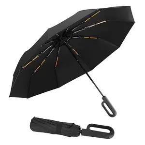 Compact Automatic Folding Rain Umbrella - Windproof Waterproof with Loop Buckle Wrist Strap, All-Weather for Men Women Travel & Daily Use