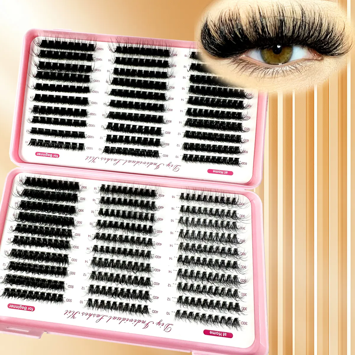 5D Fluffy Synthetic Eyelash Clusters - 30D-80D+100D Spikes, 570 Pcs, 9-18MM (16-18MM Included) C/D Curl, Nature Cosmetic Eyelashes with Storage, Multiple Lengths DIY Eyelash Extensions for Cosplay Makeup