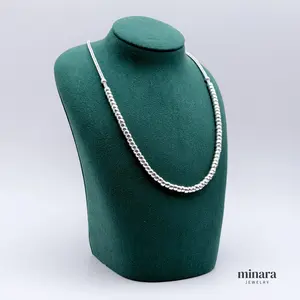 MINARA 950 Silver ''ESPIGA CON BOLAS'' Chain - Herringbone Chain with 950 Silver Balls
