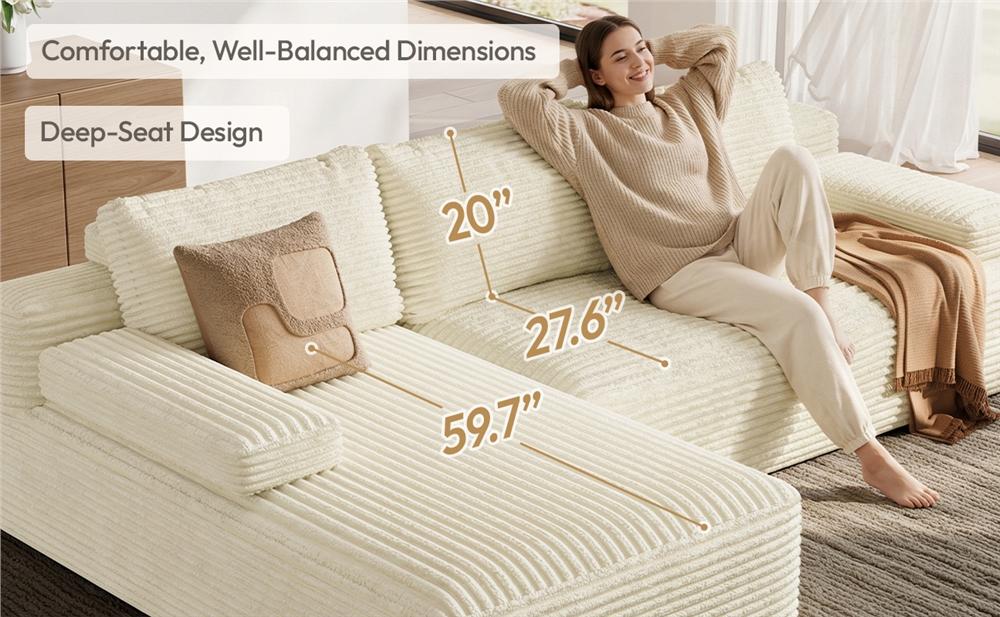 【Crazy Price】Yaheetech 110"W L-Shaped Boneless Memory Foam Sectional Sofa with 2 Packages, CompressedCorduroy Sectional Couches Oversized Deep Seat Removable Pillow Covers Pet-Friendly No Assembly for Living Room Apartment 【Crazy Price】Yaheetech 110"W L-Shaped Boneless Memory Foam Sectional Sofa with 2 Packages, CompressedCorduroy Sectional Couches Oversized Deep Seat Removable Pillow Covers Pet-Friendly No Assembly for Living Room Apartment