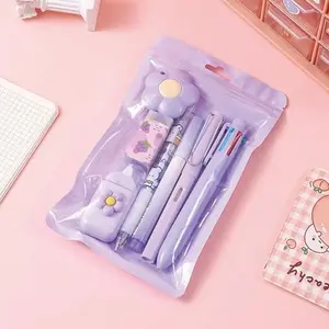 7 Pcs Cute Stationery Set Kawaii School Supplies Office Supplies Including Ballpoint Pens Pencil Sharpener Highlighter Correction Tape Ruler Utility Knife