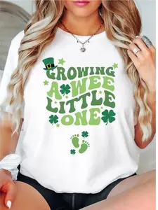 Growing A Wee Little One Pregnancy T-Shirt/Sweatshirt/Hoodie, St. Patrick’s Day Maternity Shamrock Leprechaun Hat Baby Feet Shirt, Cute Irish Baby Announcement Gift, For Mom To Be