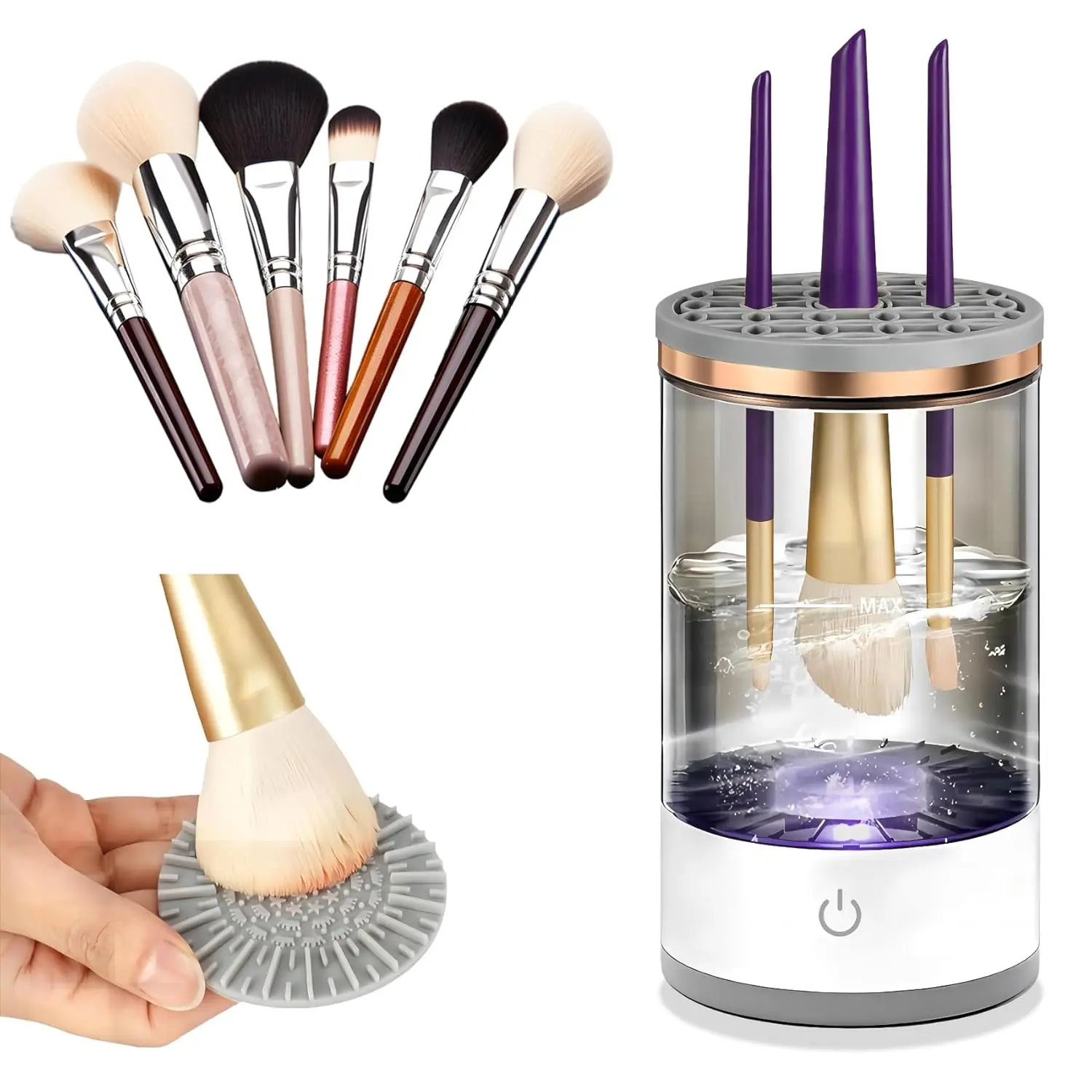 Automatic Makeup Brush Cleaner - Durable Electronic Makeup Tool with Auto Mode, Orix Soft Cleansing, Portable Compact Cosmetic Accessory for Daily Home & Travel Use