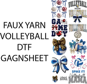 FAUX YARN VOLLEYBALL DTF GANGSHEET FOR SHIRTMAKING with Vibrant Designs and Versatile Patterns