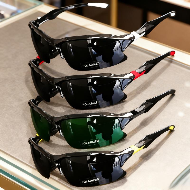 4-Pack Unisex Polarized Sports Sunglasses Windproof Lightweight Rimless Design UV Protection Square Cat Eye & Oversized Styles for Baseball Running Fishing Golf Driving Travel