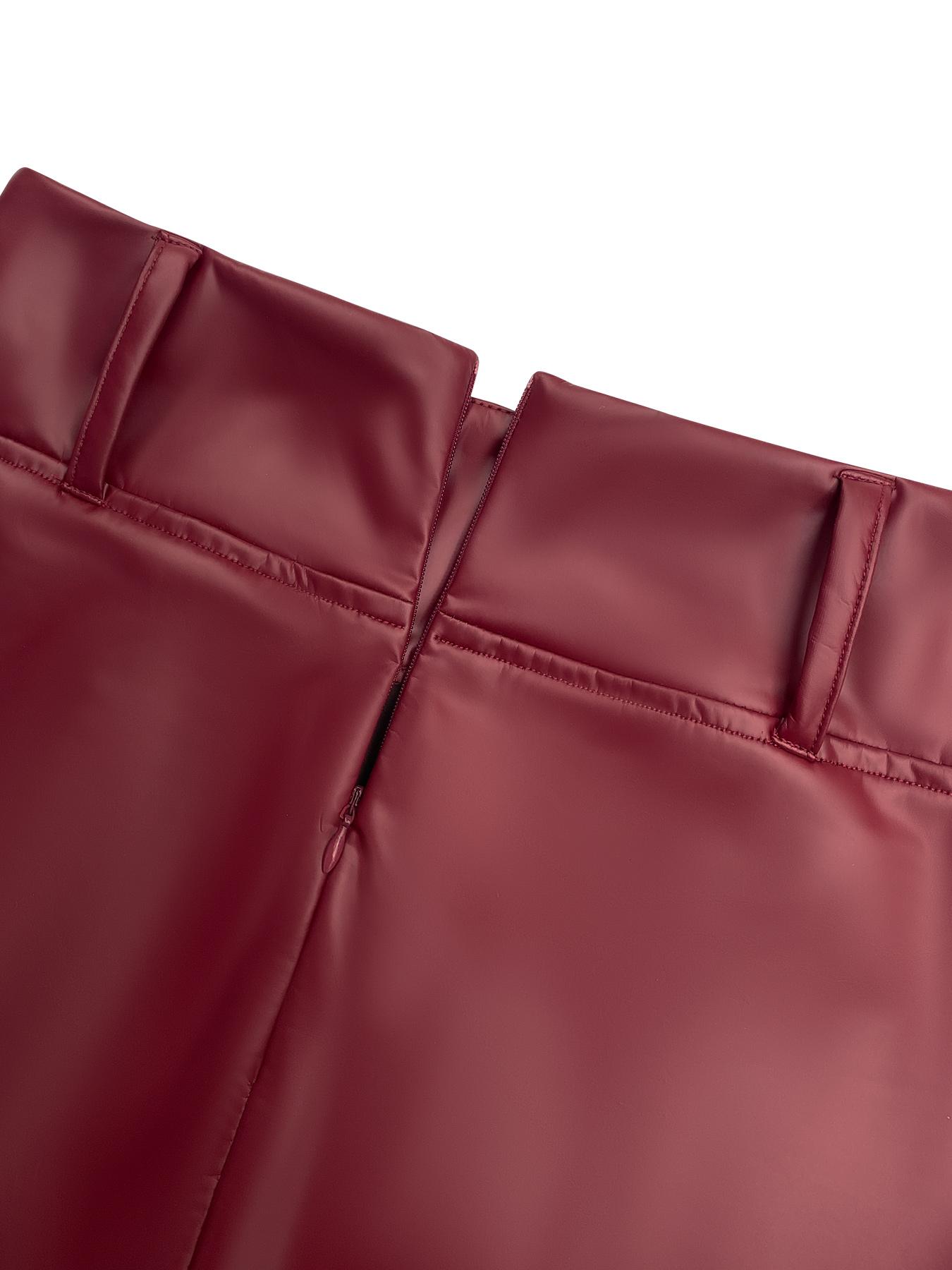 Aswulk Women's Solid Color Lace Patchwork PU Skirt with Zipper and Thin Fleece Inner Lining, Fashionable Bow Belt Mini Skirt for Daily Outdoor Wear, Ladies Bottoms for Spring & Fall & Winter Black Chic