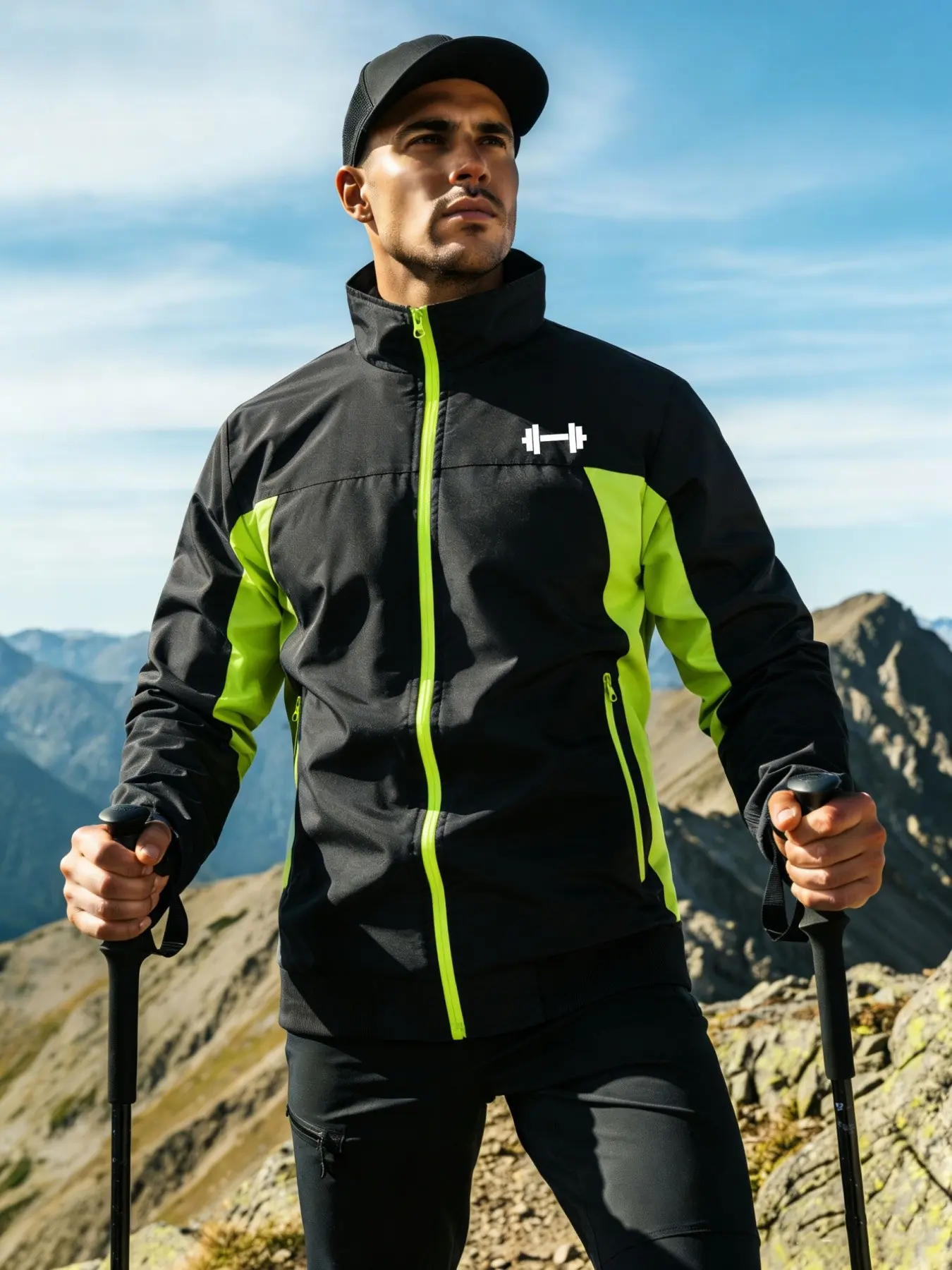Men's Sporty Colorblock Jacket, Lightweight Windproof Running Vest, Full Zipper Design, Outdoor Hiking Coat with Pockets, Athletic Jacket, Workout Jacket