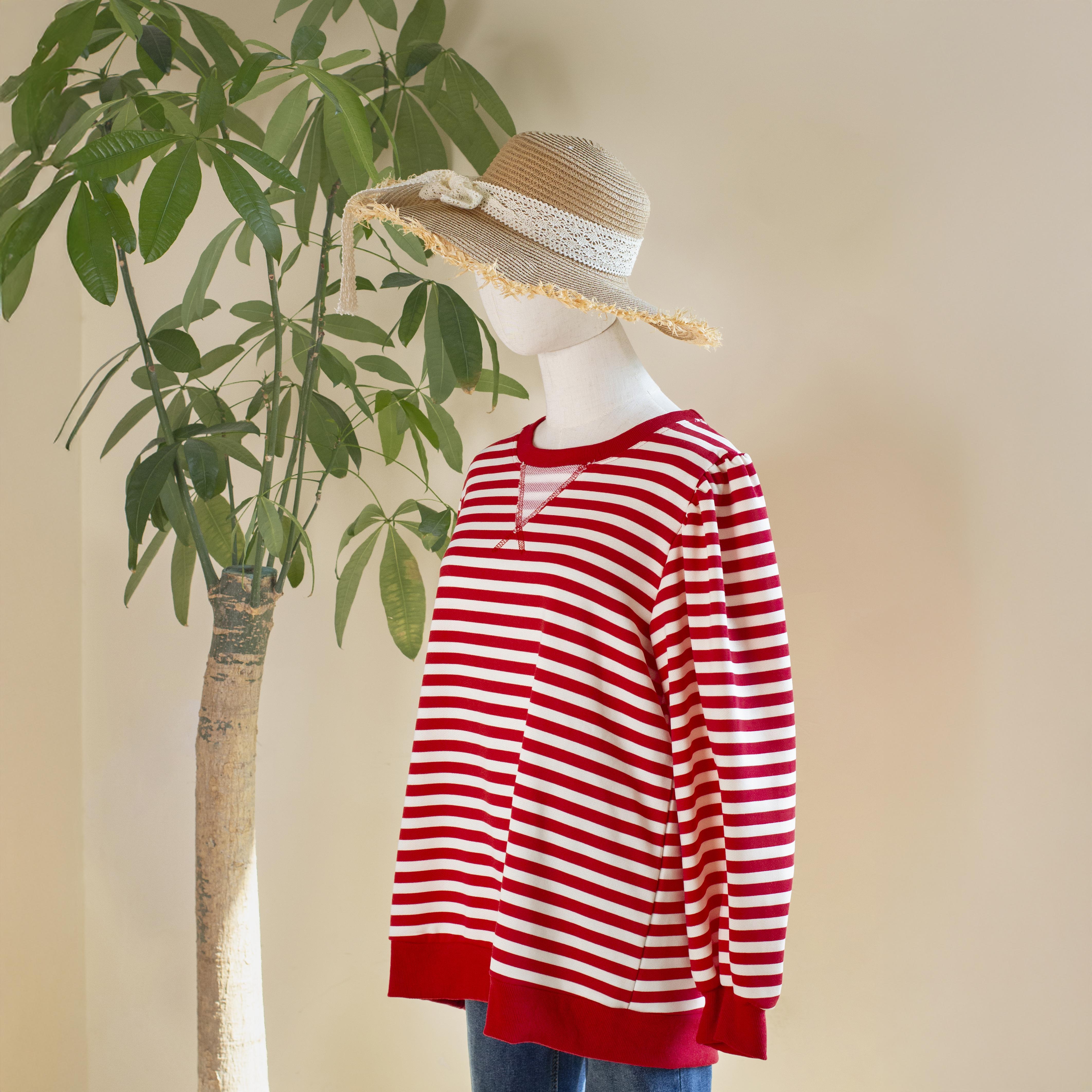 SageVell 100% Cotton Women's Red Green Purple Khaki Striped Sweatshirt Casual Loose Puff Sleeve Crew Neck Top for Daily Wear Fitted Hoodie Fabric Womenswear Crewneck SageVell 100% Cotton Women's Red Green Purple Khaki Striped Sweatshirt Casual Loose Puff Sleeve Crew Neck Top for Daily Wear Fitted Hoodie Fabric Womenswear Crewneck