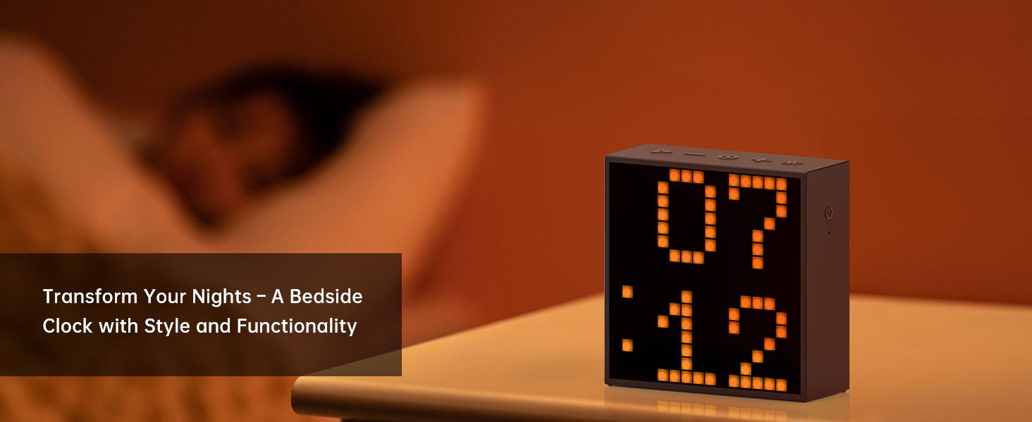 Divoom TimeBox Evo - Pixel Art Bluetooth Speaker with 16x16 LED Display APP Control - Cool Animation Frame & Gaming Room Setup & Bedside Alarm Clock- Black , speker gift Music Sound System Audio