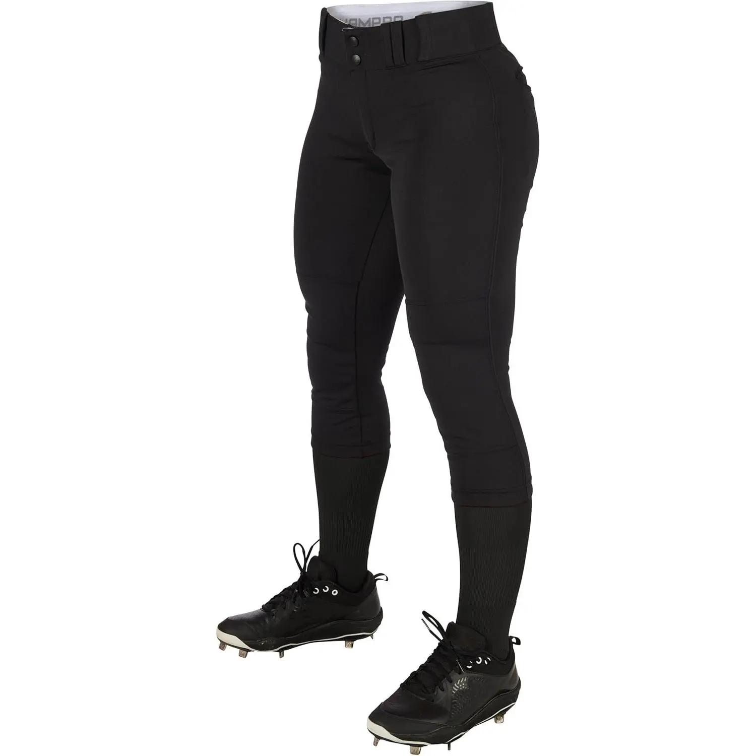 Women's Solid Low-Rise Baseball & Softball Pants - 4-Way Stretch Fabric, Reinforced Double-Ply Knees, Elastic Gripper Waist, 7 Pro-Style Tunnel Belt Loops (Slide a Belt Through), All-Seasons, S-2XL Sports Bottoms