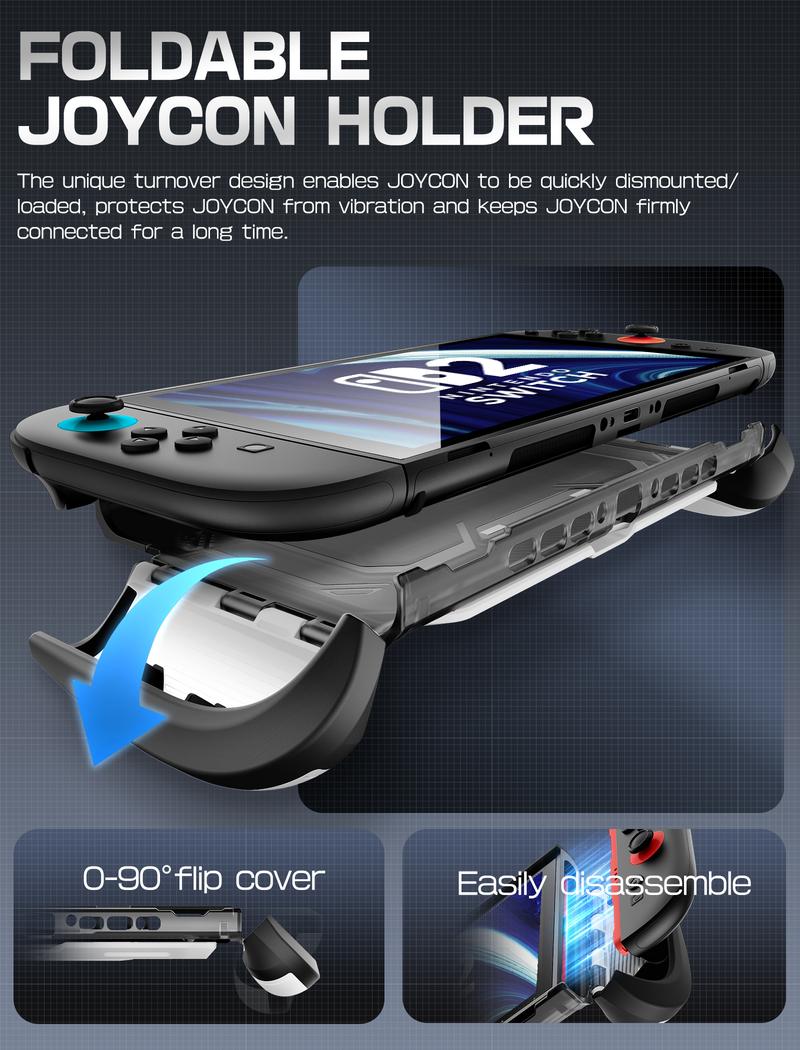 Mumba Dockable for Nintendo Switch 2 Case with Flip Stand, [Titan] Ergonomic Switch 2 Grip Protective Cover Holds 5 Game Cards & 2 TF Cards TPU Accessories and Quick-Release Joy-Con Design