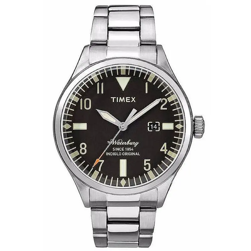Timex Waterbury Traditional 3-Hand Black Dial Stainless Steel Mens Watch TW2R25100